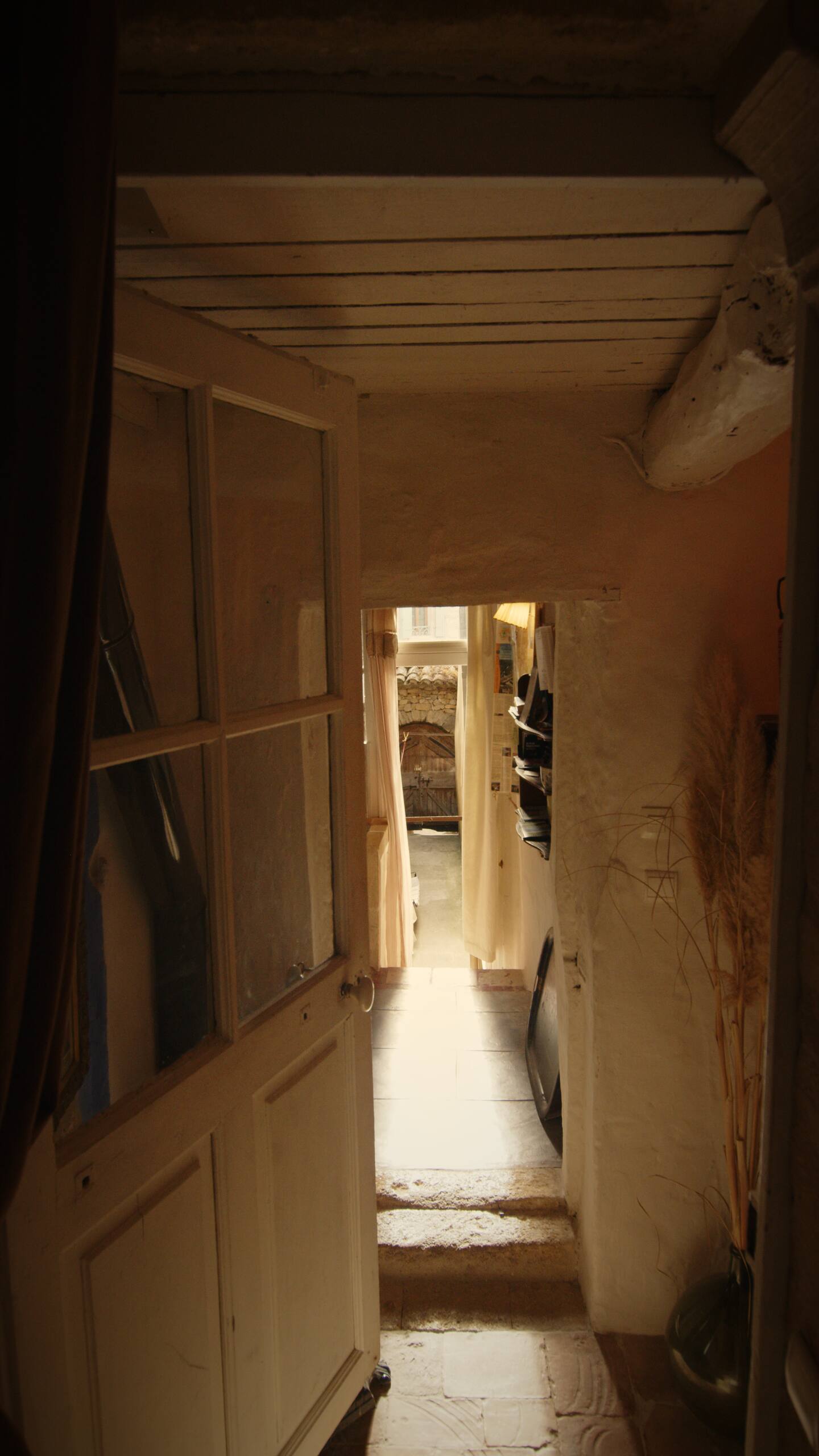 Stone corridor with natural light