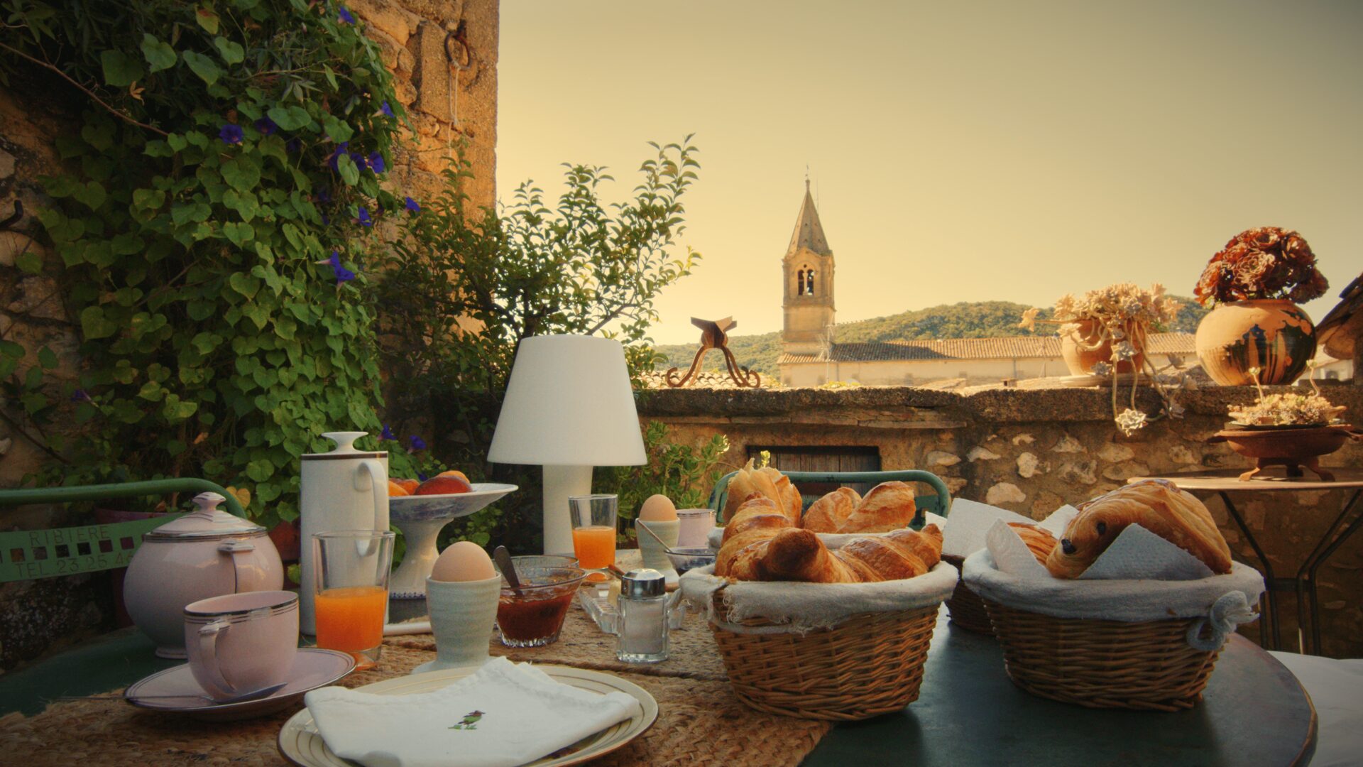 Breakfast served on the private terrace