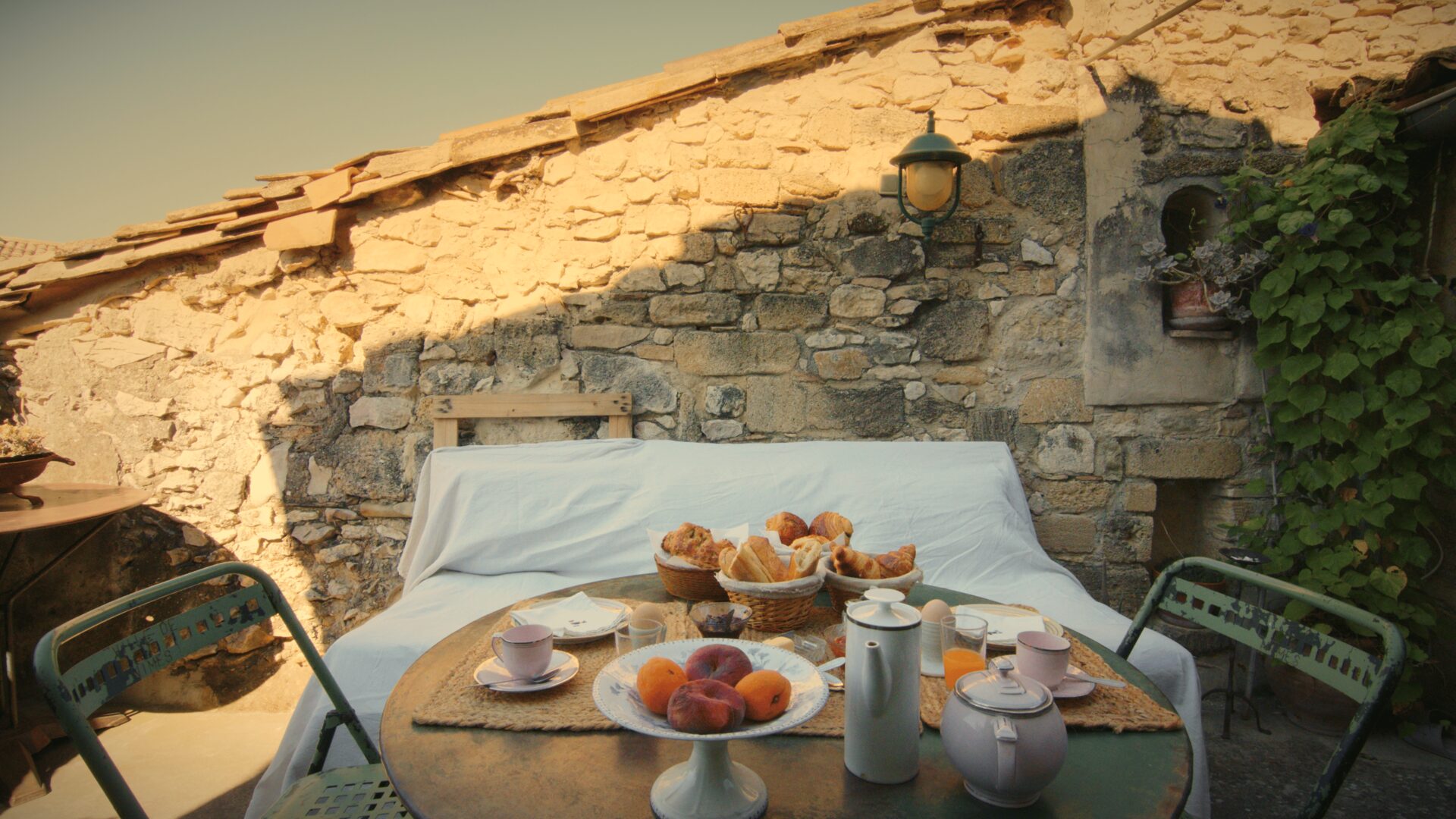 Another view of breakfast on the terrace