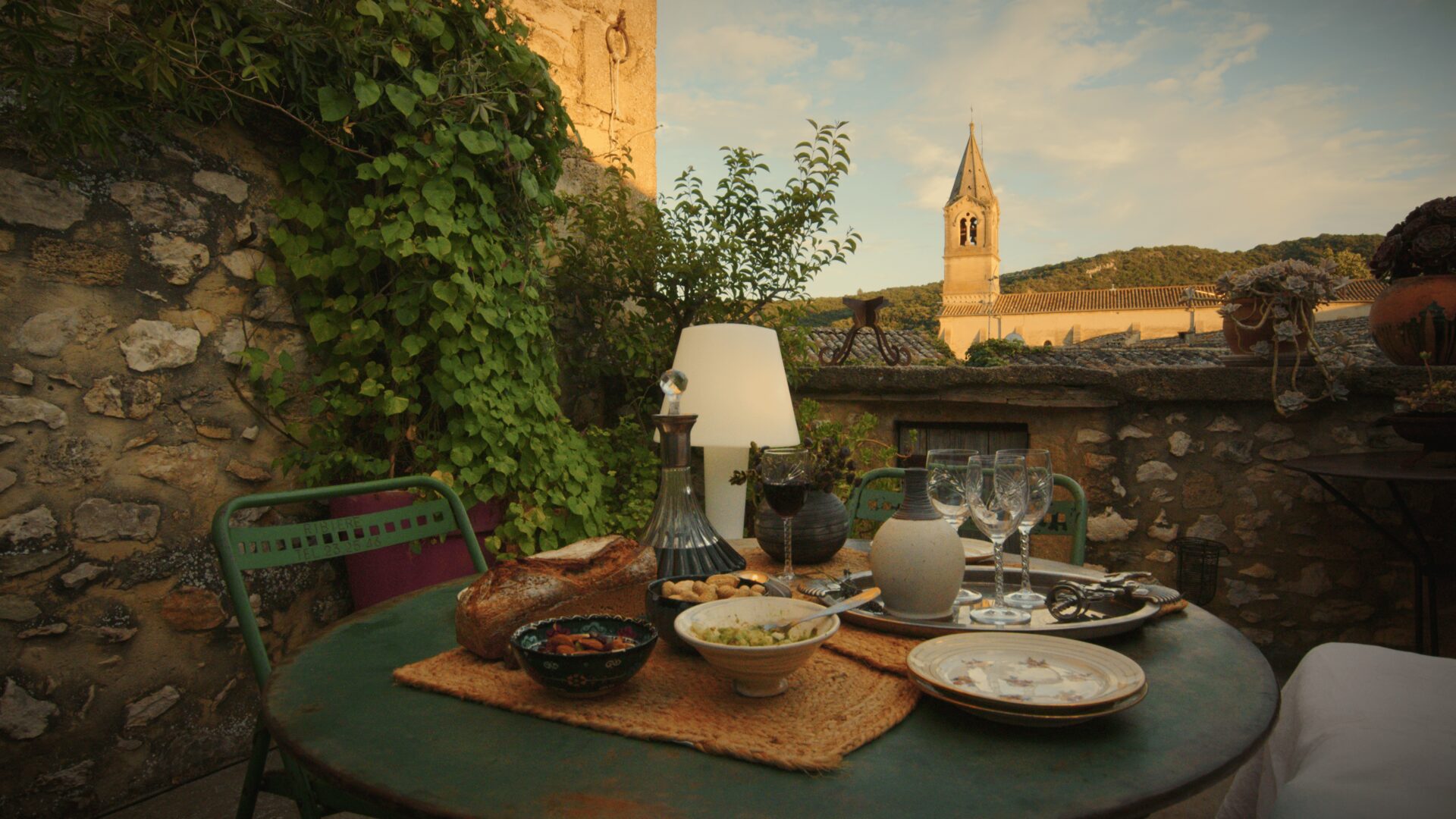 Aperitif on the private terrace at sunset