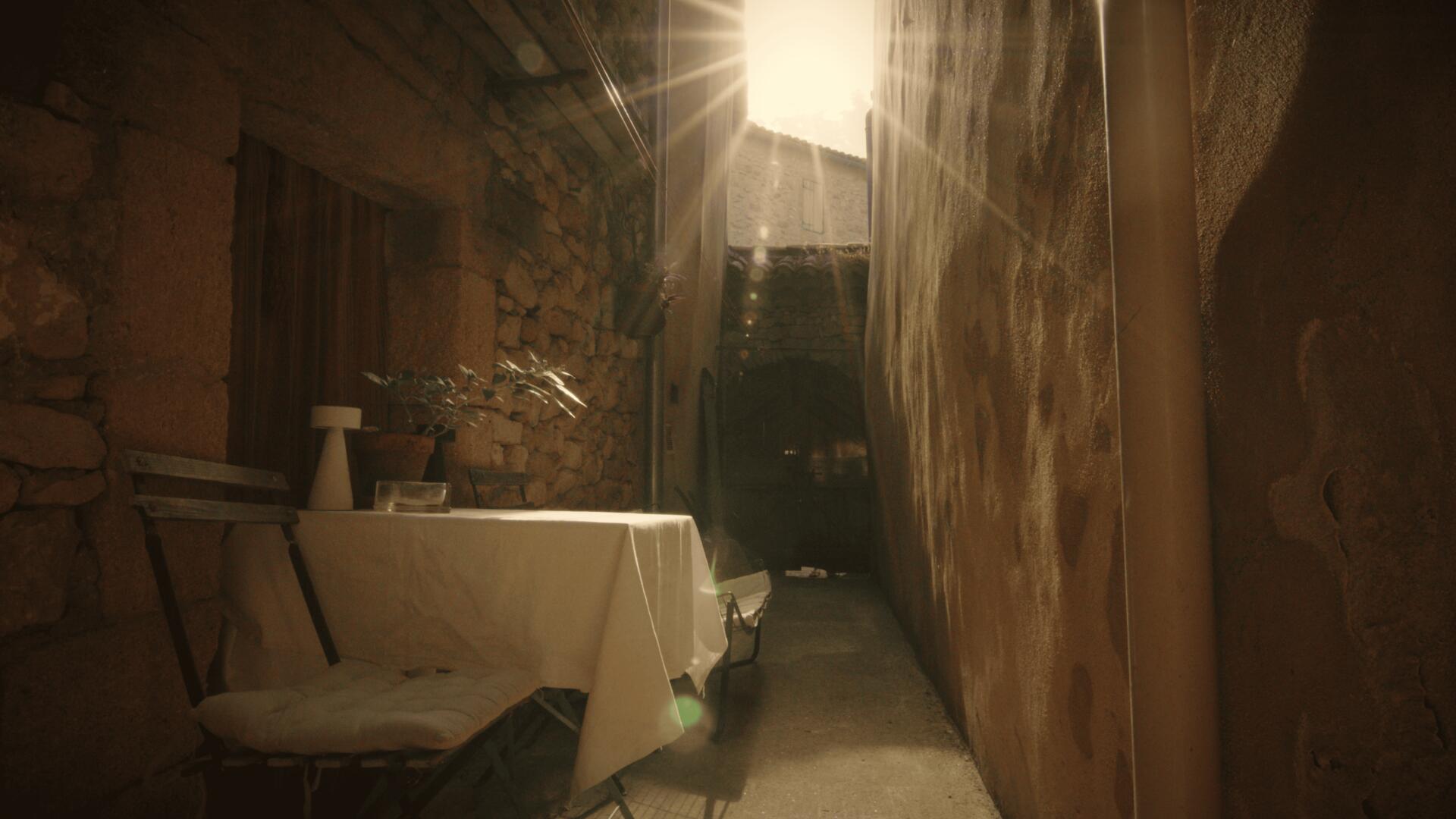 Shaded inner courtyard of the Pink Room